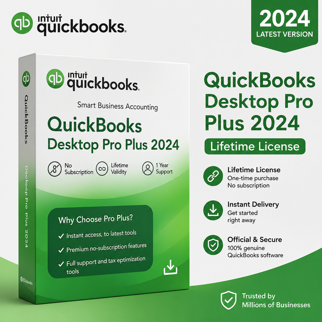 QuickBooks Desktop Pro Plus 2024 Lifetime License for Windows | One-Time Purchase | Instant Delivery