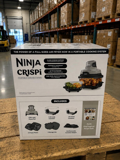 Ninja SLUSHi Professional Frozen Drink MNinja Crispi 4-in-1 Air Fryer & Portable Cooking System, Glass Containers, Bake Roast Recrisp, Space Saving Applianceaker