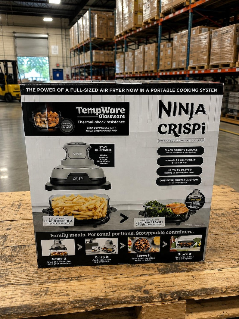 Ninja SLUSHi Professional Frozen Drink MNinja Crispi 4-in-1 Air Fryer & Portable Cooking System, Glass Containers, Bake Roast Recrisp, Space Saving Applianceaker